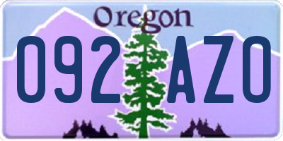 OR license plate 092AZO
