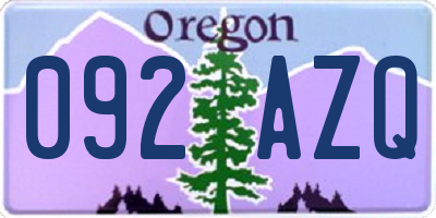 OR license plate 092AZQ