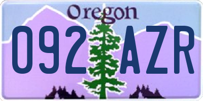 OR license plate 092AZR