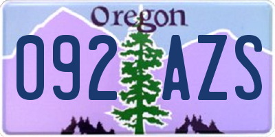 OR license plate 092AZS