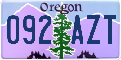 OR license plate 092AZT