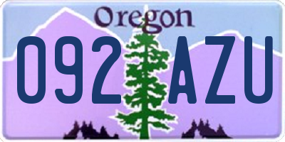 OR license plate 092AZU
