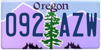 OR license plate 092AZW