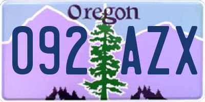 OR license plate 092AZX