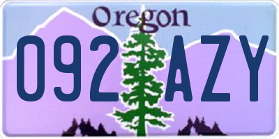 OR license plate 092AZY