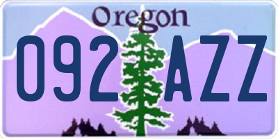 OR license plate 092AZZ