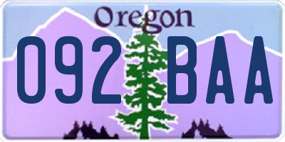 OR license plate 092BAA