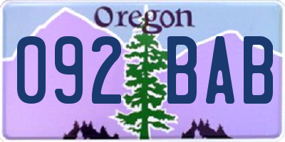 OR license plate 092BAB