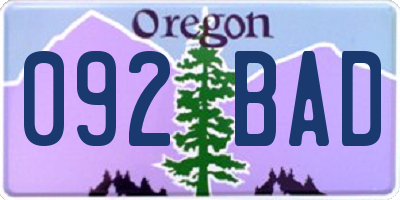 OR license plate 092BAD