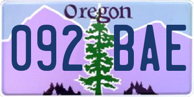 OR license plate 092BAE
