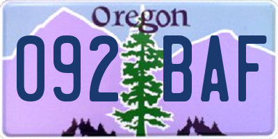 OR license plate 092BAF