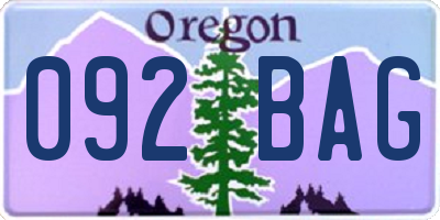 OR license plate 092BAG