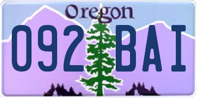 OR license plate 092BAI