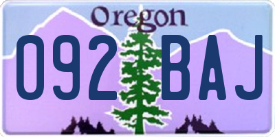 OR license plate 092BAJ