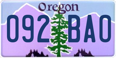 OR license plate 092BAO