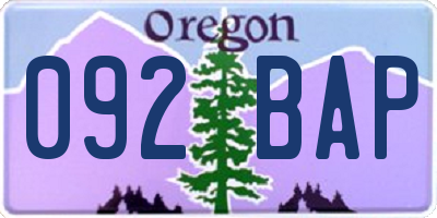 OR license plate 092BAP