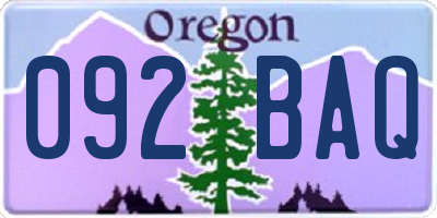 OR license plate 092BAQ