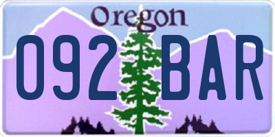 OR license plate 092BAR