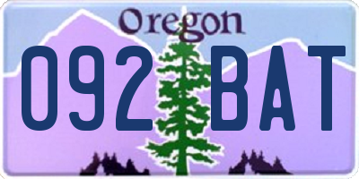 OR license plate 092BAT