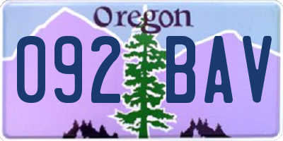 OR license plate 092BAV