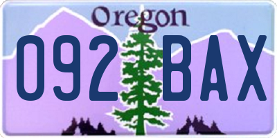 OR license plate 092BAX