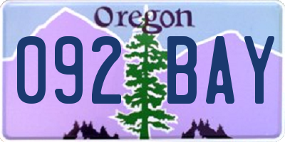 OR license plate 092BAY