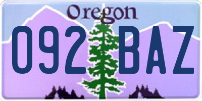 OR license plate 092BAZ