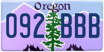 OR license plate 092BBB
