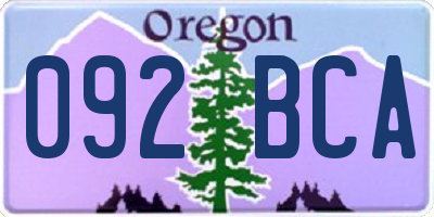 OR license plate 092BCA