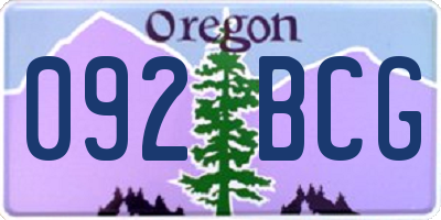 OR license plate 092BCG