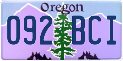 OR license plate 092BCI
