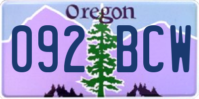 OR license plate 092BCW