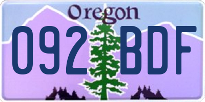 OR license plate 092BDF