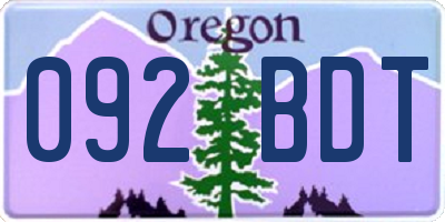 OR license plate 092BDT