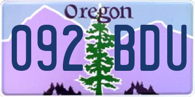 OR license plate 092BDU