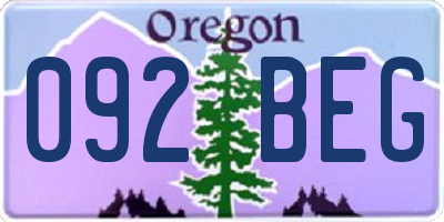 OR license plate 092BEG