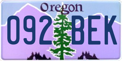 OR license plate 092BEK
