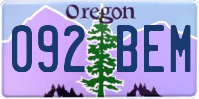 OR license plate 092BEM