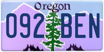 OR license plate 092BEN