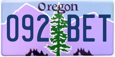 OR license plate 092BET