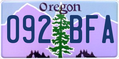 OR license plate 092BFA