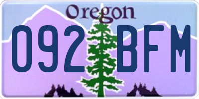 OR license plate 092BFM
