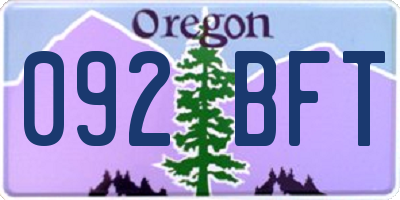 OR license plate 092BFT