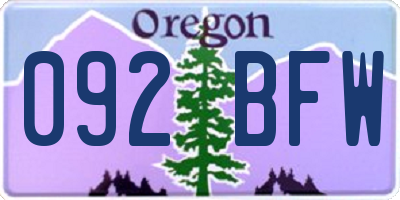 OR license plate 092BFW