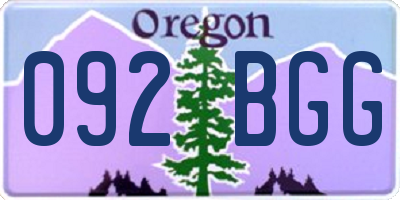 OR license plate 092BGG