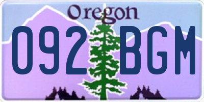 OR license plate 092BGM