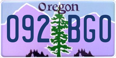 OR license plate 092BGO