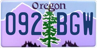 OR license plate 092BGW