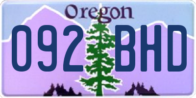 OR license plate 092BHD