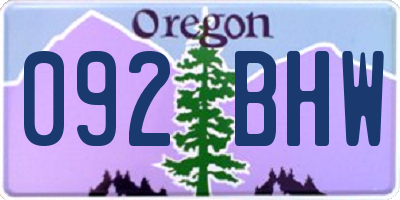 OR license plate 092BHW
